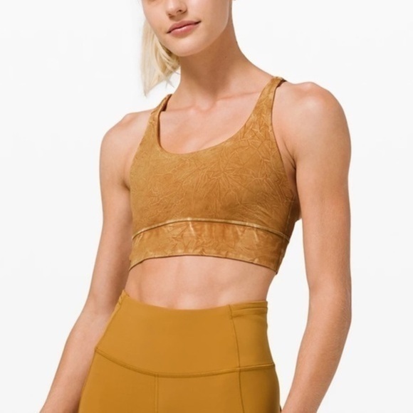 Lululemon Long Line Energy Bra Yellow NuLux Wash Size 4 - Picture 1 of 9
